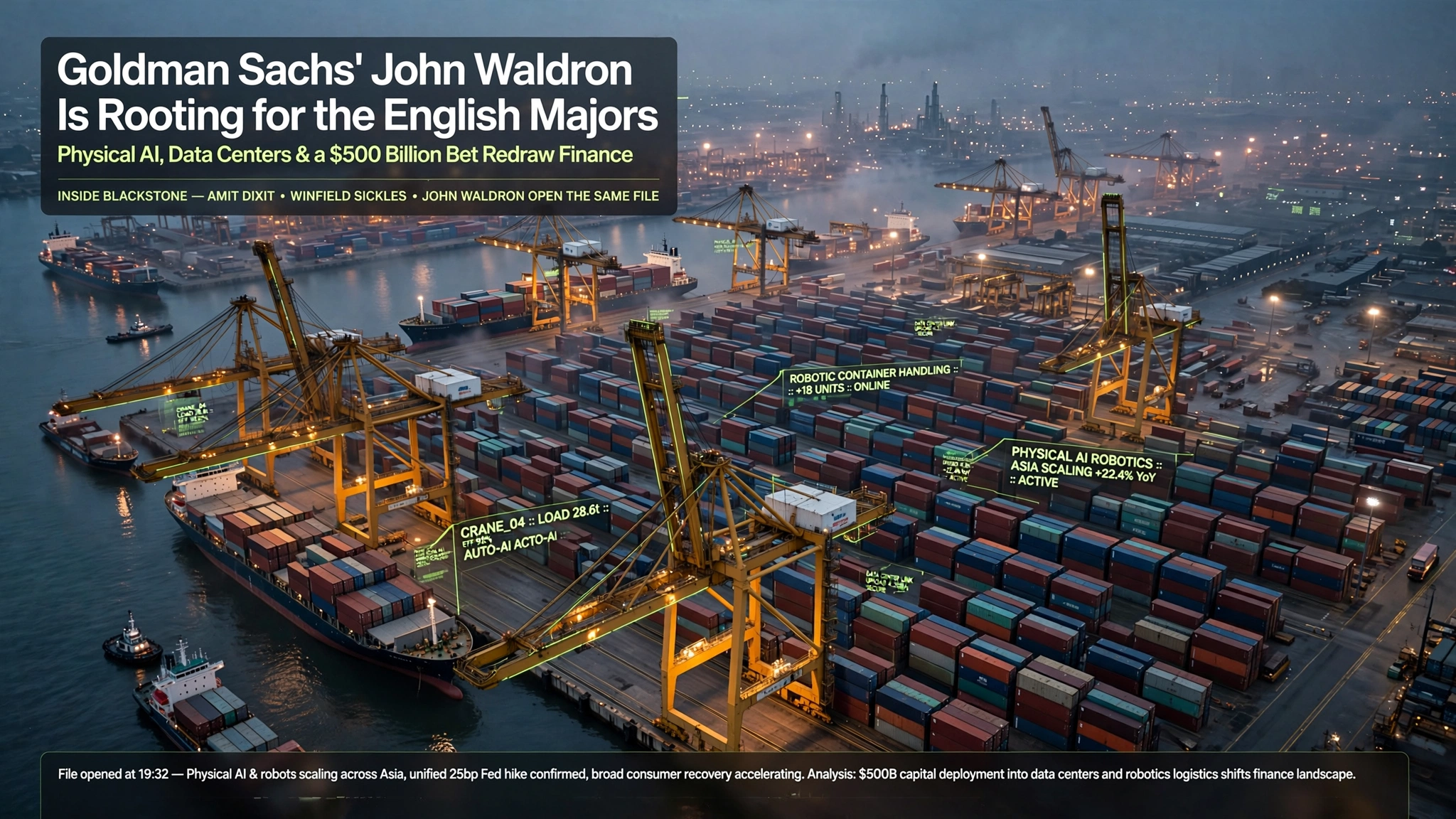 Goldman Sachs' John Waldron Is Rooting for the English Majors as Physical AI, Data Centers and a $500 Billion Bet Redraw Finance