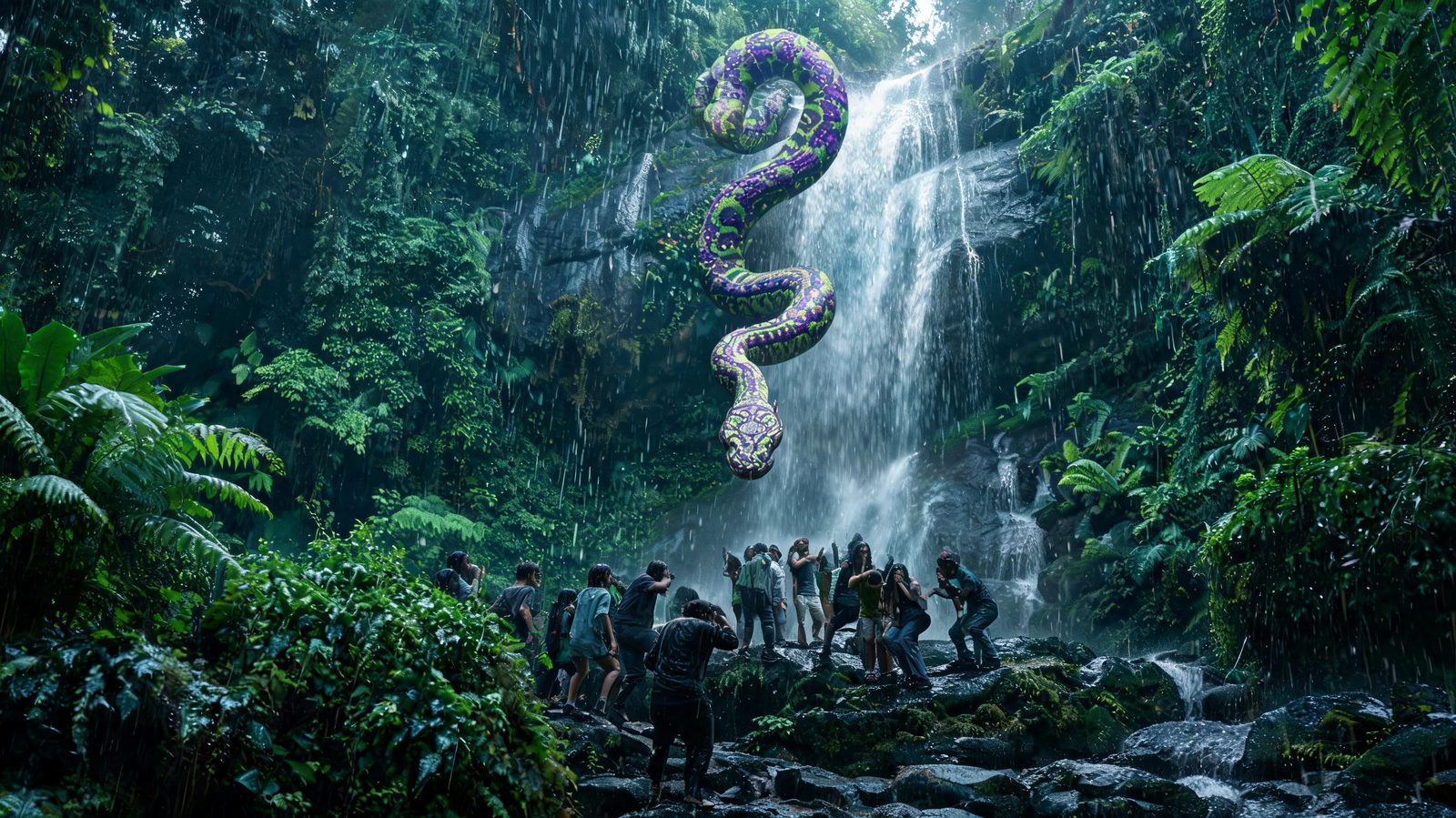 Giant Snake Falls From Waterfall Onto Crowd: Panic at Maharashtra's Amboli Falls