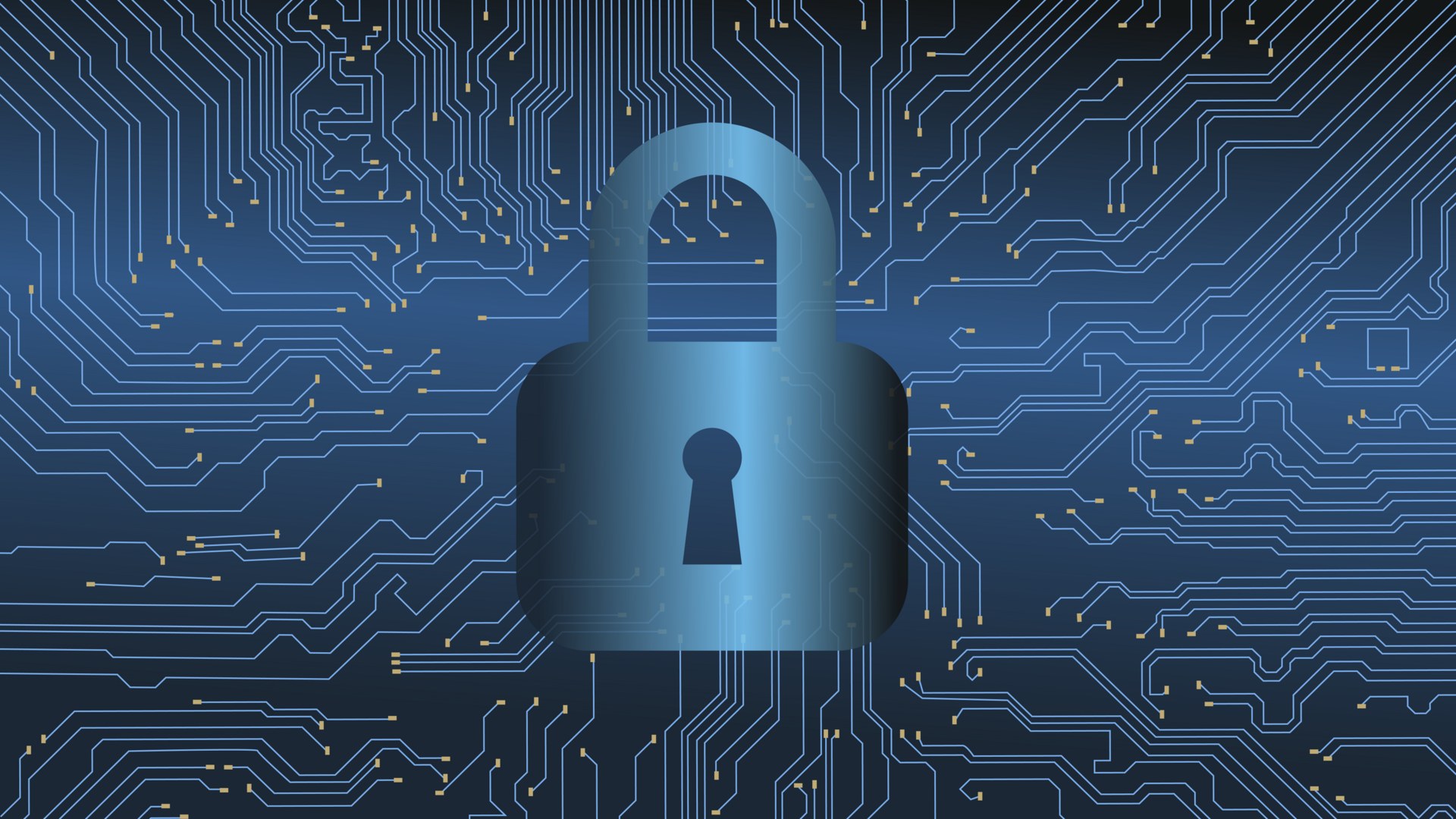 Padlock on a circuit board