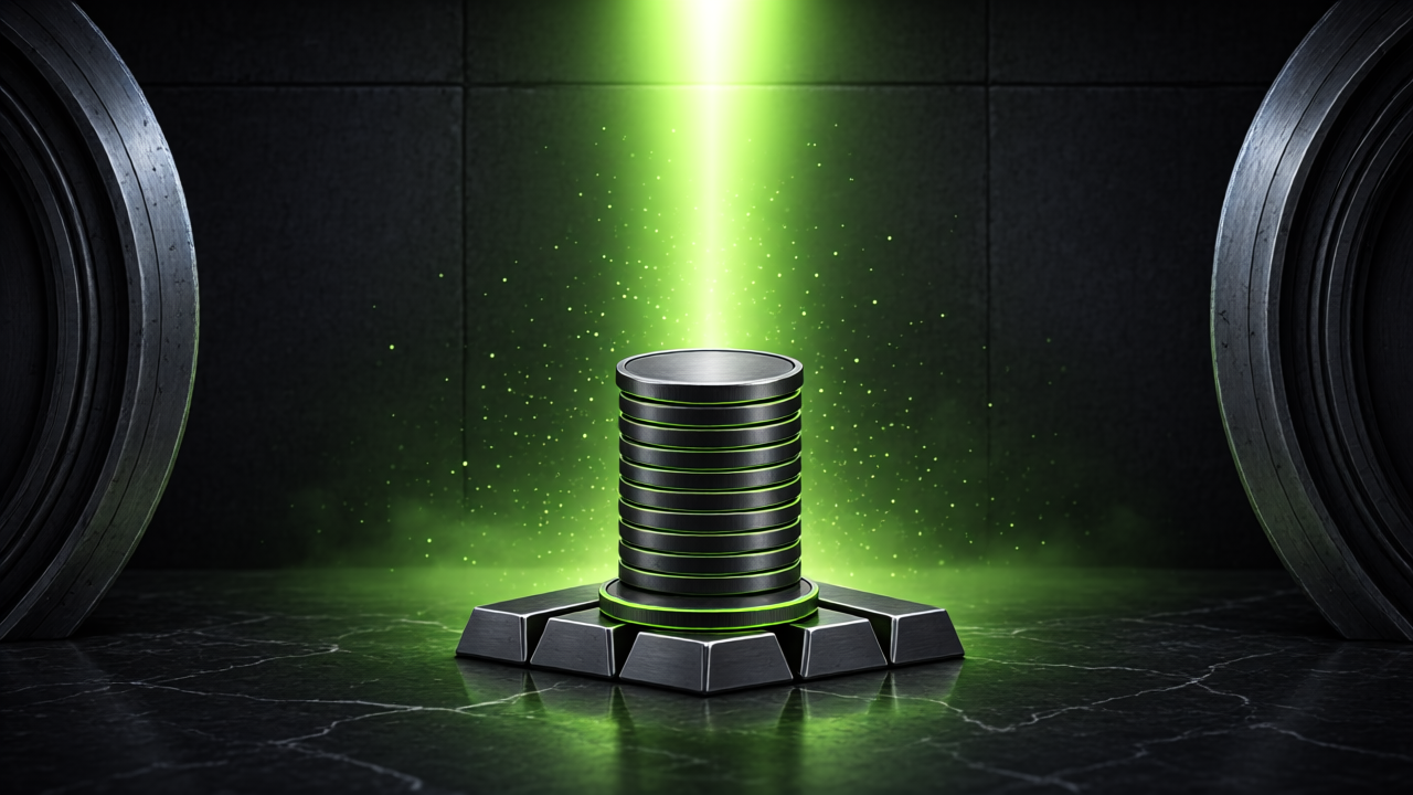 Glowing stack with an upward light beam