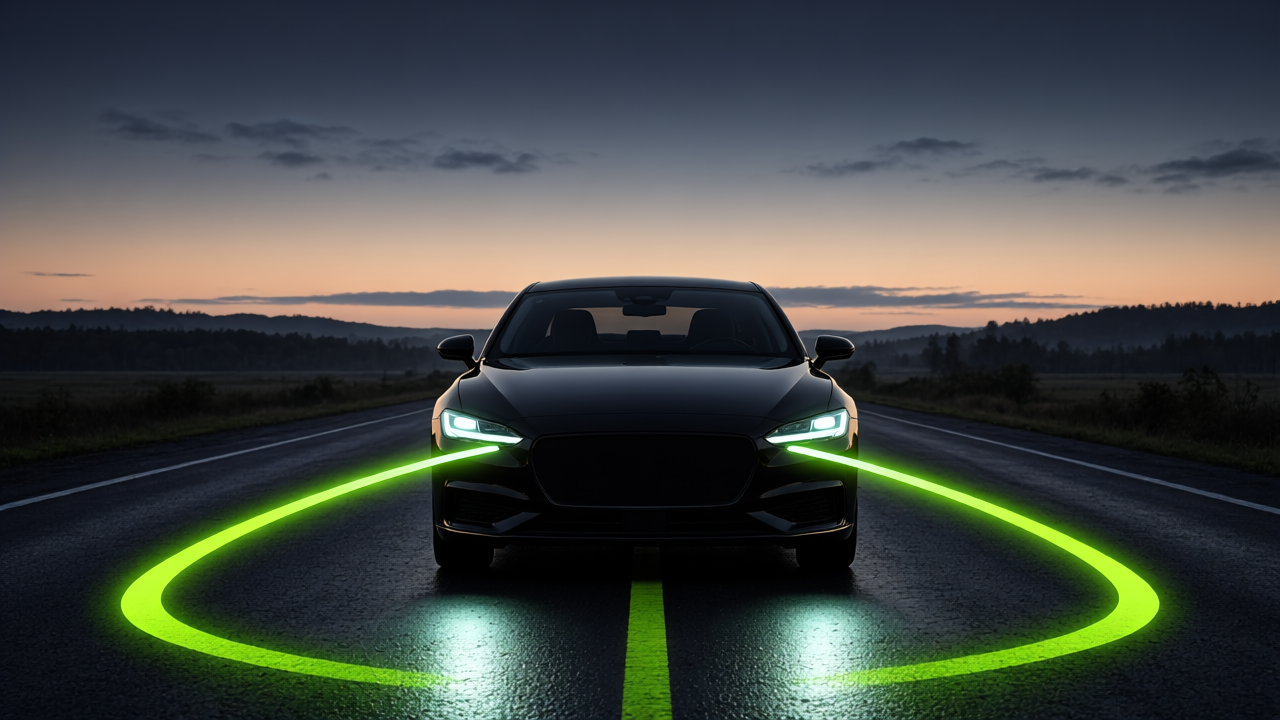 Car front with an assistance light arc